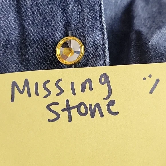 Quacker Factory SUNFLOWER  embroidered rhinestones shirt Size Large Button Down - Picture 13 of 13